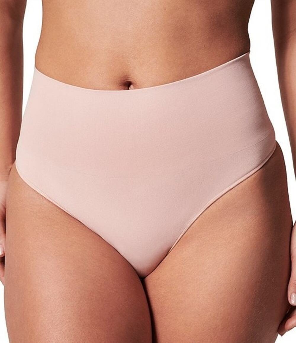 SPANX Women's 1X Vintage Rose EcoCare Shaping Thong Hi-Waisted Panties C15-10